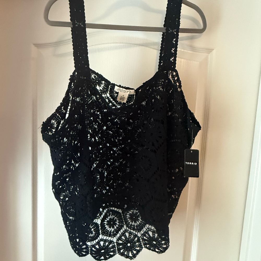 Torrid FESTI Black Crochet Lace Crop Top